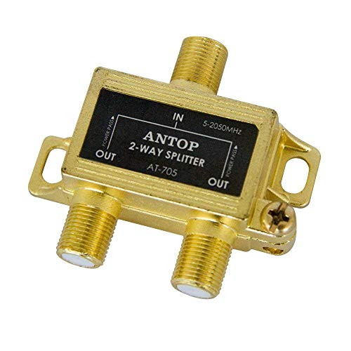 ANTOP ANTENNA 43235-116317 2 Way TV Signal Splitter ANTOP Digital Coax Cable Splitter 2GHz- 5-2050MHz High Performance for Satellite-Cable TV Antenna