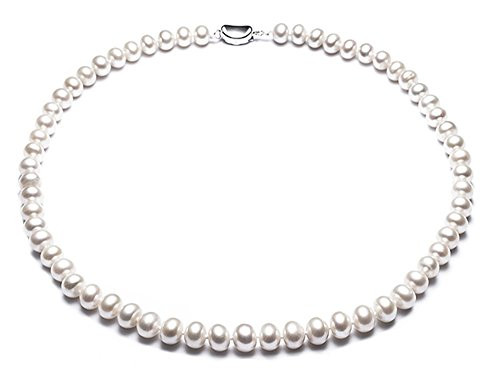 JYX Natural White Freshwater Cultured Pearl Necklace 19 inches