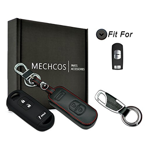 Compatible with fit for Mazda 3 CX-5 CX-7 CX-9 WAZSKE13D01 3 Buttons Leather Keyless Entry Remote Control Key Fob Cover Pouch Bag Jacket Case Protector Shell