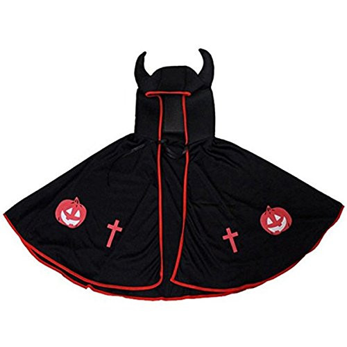 BESTOYARD Kids Costumes Cape Cloak Devil Horns Halloween Cosplay Cloak Cape for Boys Girls -Black-