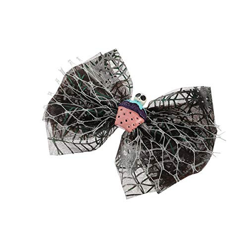 Minkissy Halloween Lace Hair Bow Clip Skull Spider Web Bow Knot Hair Pins Grosgrain Ribbon Barrettes For Party Favor Costume