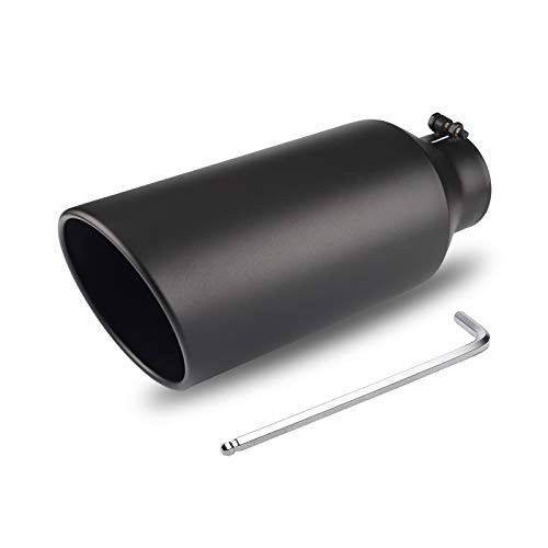 5 Inch Inlet Black Exhaust Tip  5 x 6 x 15 Universal Black Coated Finish Stainless Steel Diesel Exhaust Tailpipe Tip Bolt On Design-