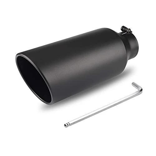 5 Inch Inlet Black Exhaust Tip  5 x 7 x 15 Universal Black Coated Finish Stainless Steel Diesel Exhaust Tailpipe Tip Bolt On Design-