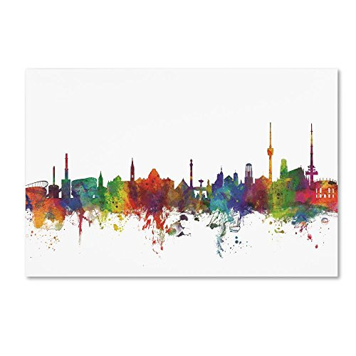 Trademark Fine Art Stuttgart Germany Skyline II by Michael Tompsett, 16x24-Inch Canvas Wall Art
