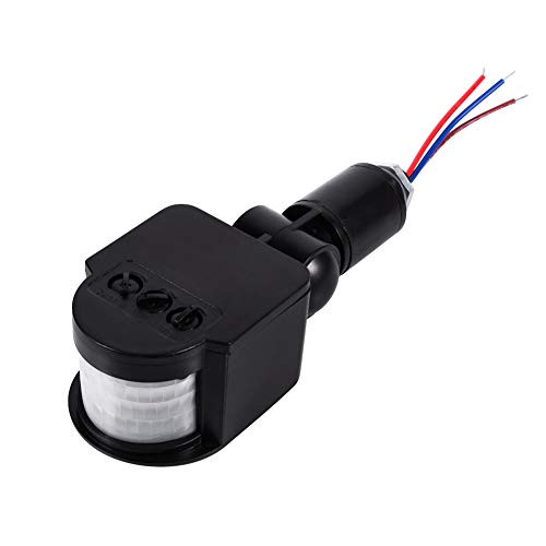 Motion Sensor Detector Switch  90~250V 180 Degree Wall Mount Infrared PIR Motion Sensor Detector Infrared Switch for Outdoor Indoor -Black-