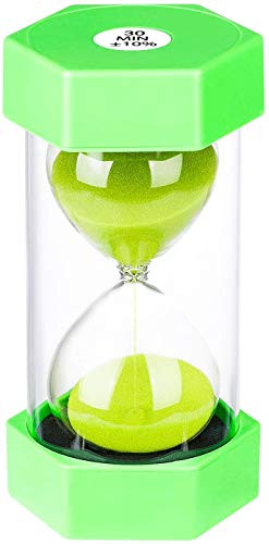 Sand Timer 30 Minute Hourglass Timer  Plastic Sand Clock 30 minutes  Big Green Sand Watch 30 Min  Hour Glass Colored Sandglass Timer for Kids  Games