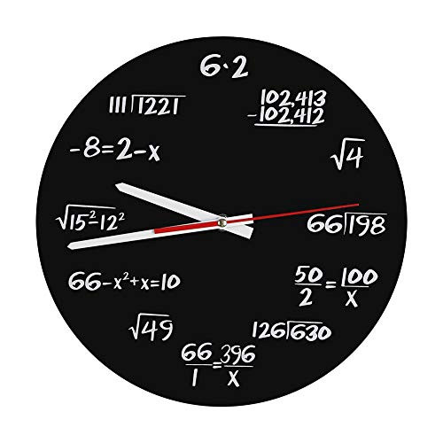 Hztyyier Math Wall Clock Mathematical Formula Clock Modern Design Novelty Maths Equation Clock Home Decor Student Teacher Gift