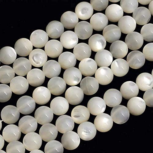 4mm Natural Mother of Pearl Shell Beads Round Loose Gemstone Energy Healing Beads for Jewelry Making Strand 15 Inch -95-100pcs-