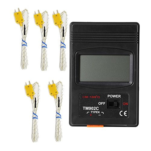 NUZAMAS Digital Thermometer 2 Way K-Type Sensor Temperature Probe  Dual Two Channel Digital Thermometer 2 K-Type Thermocouple Sensor -50 °C - 1200 °C