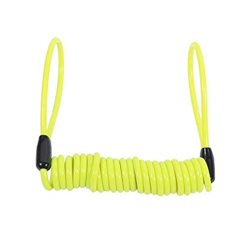 Qiilu Lock Reminder Cable  Alarm Disc Lock Antitheft Security Spring Reminder Coil Cable for Motorcycle Bike Scooter-Yellow-