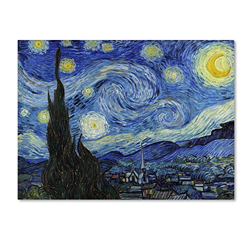 Trademark Fine Art Starry Night by Vincent van Gogh, 18x24-Inch Canvas Wall Art