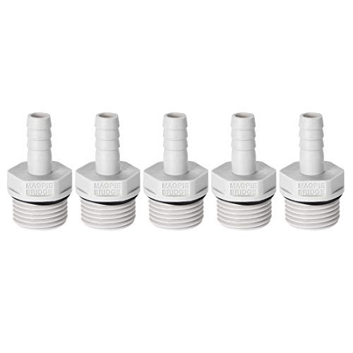 uxcell PVC Barb Hose Fitting Connector Adapter 8mm or 5-16 Barbed x G1-2 Male Pipe 5pcs