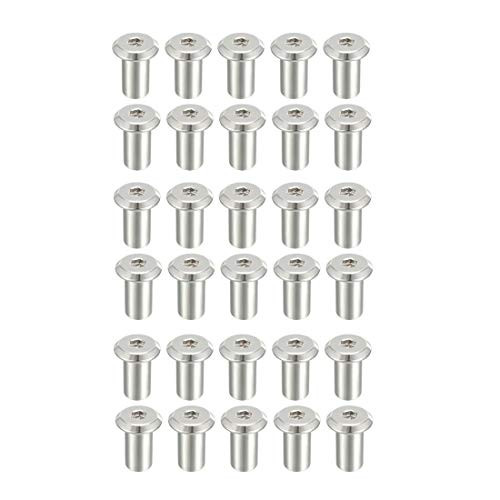 uxcell M6x15mm Rivet Hex Socket Head Insert Nut Screw Post Nickel Plated 30pcs