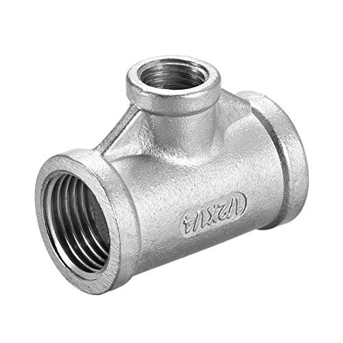 uxcell Stainless Steel 304 Cast Pipe Fitting 1-2 BSPT X 1-4 BSPT X 1-2 BSPT Female Tee Shaped Connector Coupler