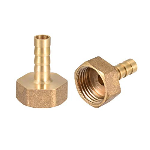 uxcell Brass Hose Barb Fitting Connector  8mm Barb G1-2 Female Thread Pipe Adapter  2Pcs