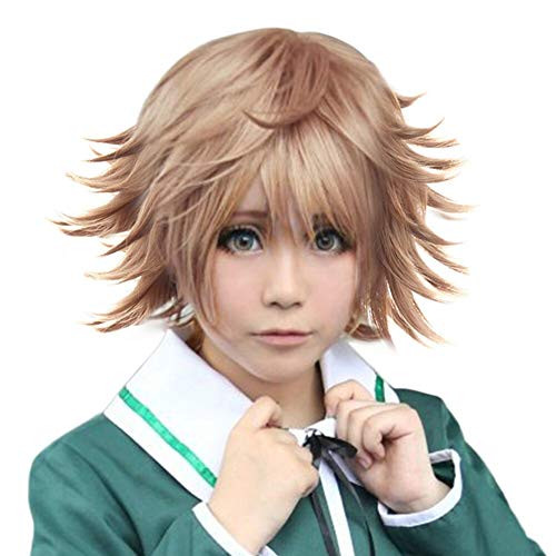 JoneTing Brown Layered Cosplay Costume Women Wig Synthetic Short Wavy Wigs Hair for Anime