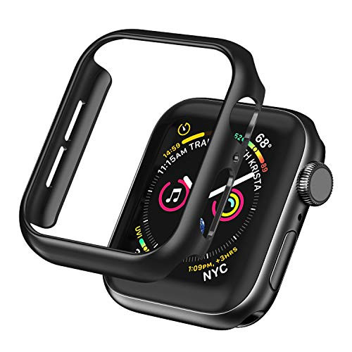 Recoppa Apple Watch Case 44mm Series 6-5-4 SE Apple Watch Protective Case Frame Plated Screen Protector Case Bumper for Apple Watch Series 44mm -Black