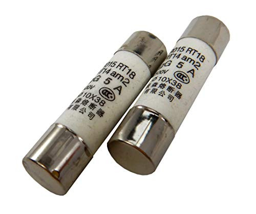 Zephyr Low Breaking Ceramic Cartridge Fuse -Set of 2- 10x38mm 500V -5 Amp-