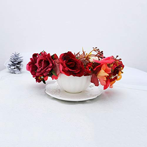 Barode Wedding Flower Crown Red Hair Wreath Rose Floral Headband Halo Headpieces