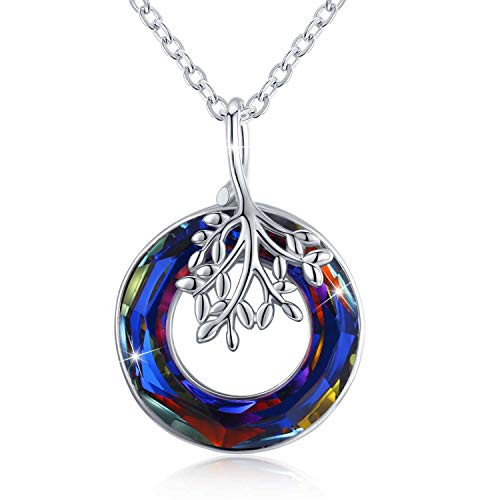 Tree of Life Necklace 925 Sterling Silver with Austrian Crystal Tree of Life Jewelry Gift for Women Girlfriend Daughter Tree of Life Necklace 925 Sterling Silver with Austrian Crystal Tree of Life Jewelry Gift for Women Girlfriend Daughter