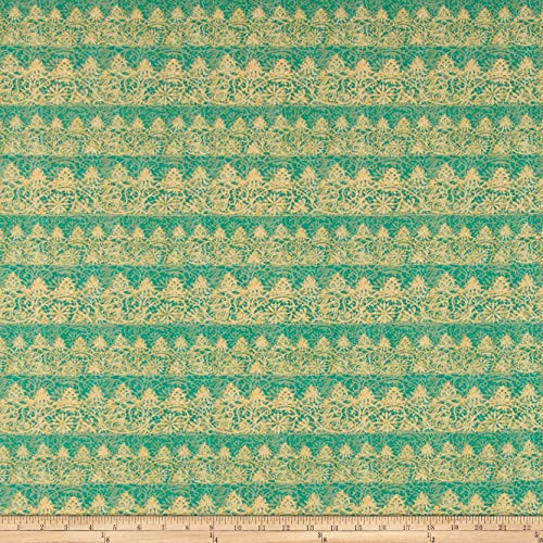 Springs Creative Products Susan Winget Bohemian Rooster Rooster Lace Digital Woven Fabric  Teal  Fabric By The Yard