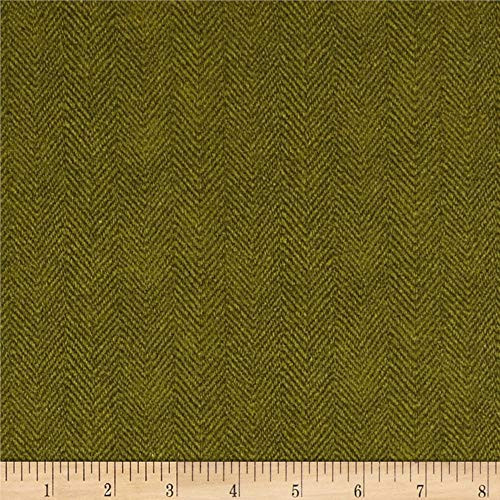 Maywood Studio Woolies Flannel Herringbone Green  Fabric by the Yard
