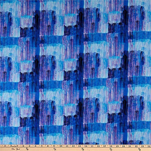 Timeless Treasures Digital Wild Meadow Geo Lines Blue Quilt Fabric
