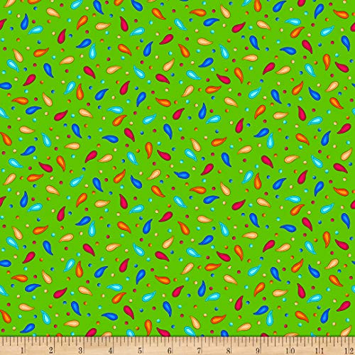 QT Quilt Fabrics Digital Jubilee Paisley and Dots Green