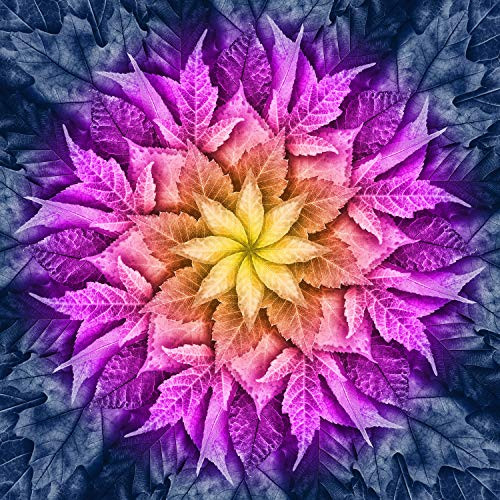 Hoffman Digital Dream Big Leaf 43 Leaf Panel Paradise Quilt Fabric
