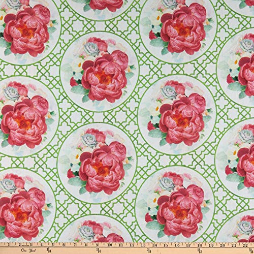 Northcott Blossoming Beauties Digital Medallion White-Multi Quilt Fabric