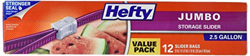 Hefty Slider Jumbo Storage Bags -2-5 Gallon  12 Count-