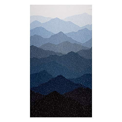 Kaufman First Snow Metallic Ombre Mountains Nightfall Fabric by the Yard