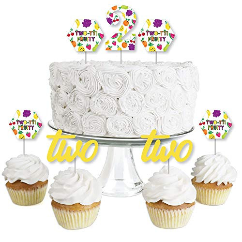 2nd Birthday TWO-tti Fruity - Dessert Cupcake Toppers - Frutti Summer Second Birthday Party Clear Treat Picks - Set of 24