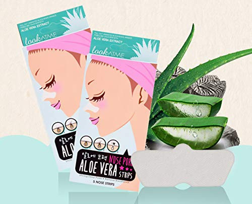 Look At Me Nose Pore Strips -2-Pack  10 Nose Strips-- Korean Skin Care Blackhead Remover with Aloe Vera- K Beauty Pore Cleaner and Pore Extractor- Acn