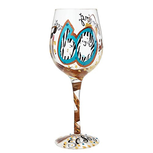 Designs by Lolita 60 and Sassy Hand-painted Artisan Wine Glass  15 oz-