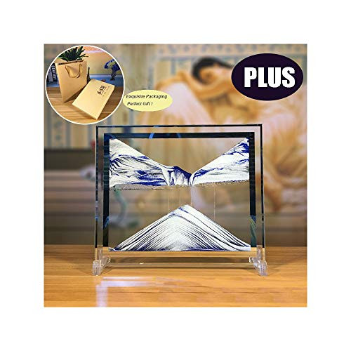 Feili Moving Sand Art Picture Deep Sea Dynamic 3D Sandscapes Pictures in Motion Office Desktop Art Decor Toys (Ice Blue, 7 inch)