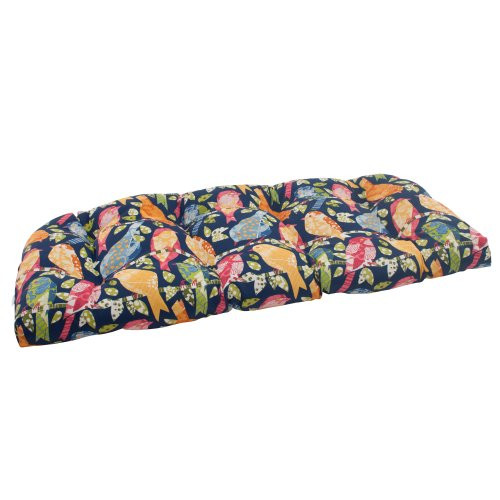 Pillow Perfect Outdoor Ash Hill Wicker Loveseat Cushion, Navy