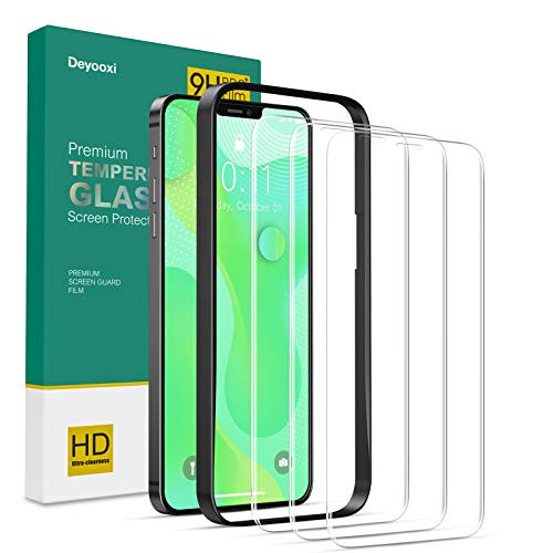 Deyooxi -3 Packs- Screen Protector Compatible with iPhone 12-iPhone 12 Pro HD Clarity 0-25mm Tempered Glass Screen Protector -Guidance Frame Include-