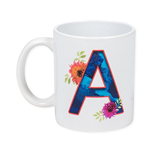 Dicksons Floral Monogram Letter A  11 Ounce Ceramic Coffee Mug