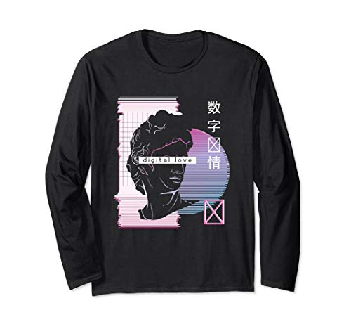 Digital Love Japanese Aesthetic Vaporwave Anime Otaku Glitch Long Sleeve T-Shirt