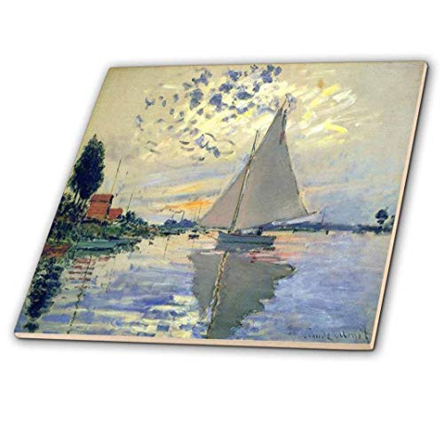 3dRose Print of Monet Painting Sailboat At Le Petit - Ceramic Tile  4-inch -ct-203678-1-