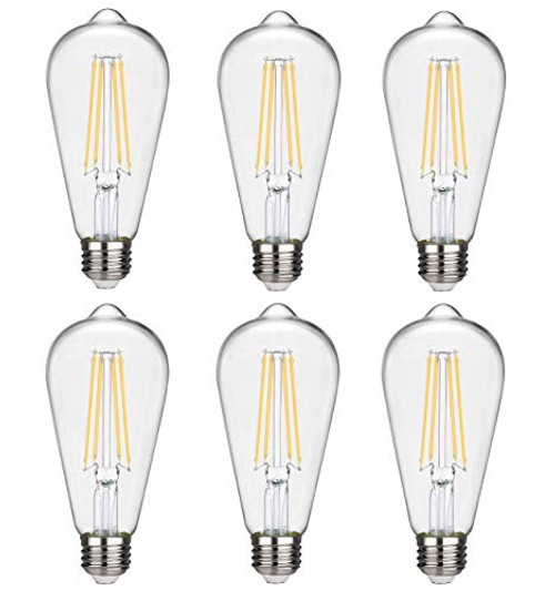 ST19-ST58- Dimmable Vintage LED Edison Bulb  Warm White 2700K CRI-90 No Flicker 6W Equivalent to 60W  Antique LED Filament Bulbs 600LM E26 Medium Base