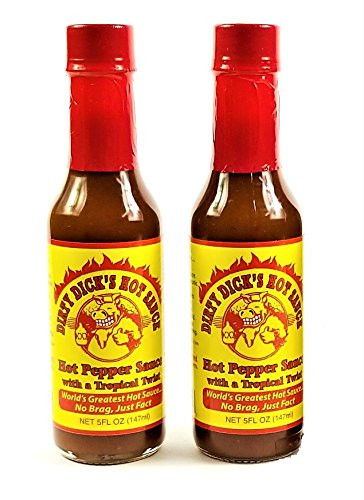 Dirty Dicks Hot Pepper Sauce with a Tropical Twist - 5 Fl Oz -2 PACK-