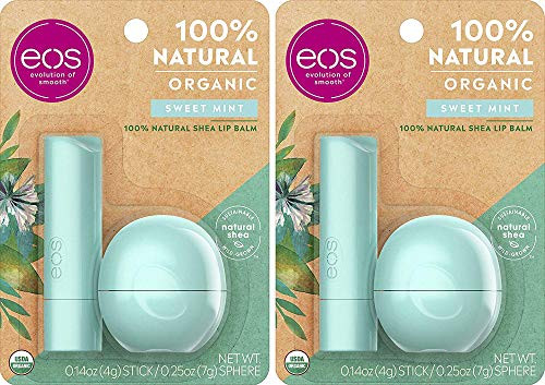 eos USDA Organic Lip Balm - Sweet Mint - Lip Care to Nourish Dry Lips - 100 Natural and Gluten Free - Long Lasting Hydration - 2 Pack eos USDA Organic Lip Balm - Sweet Mint - Lip Care to Nourish Dry Lips - 100 Natural and Gluten Free - Long Lasting Hydration - 2 Pack
