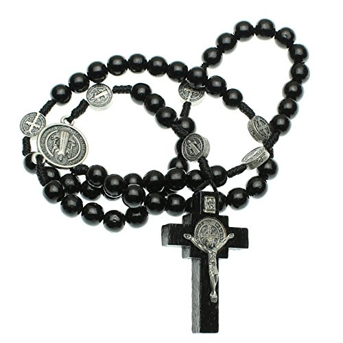 St Benedict Mens Intercession Rosary - Made in Brazil -Small Rosary - Black-