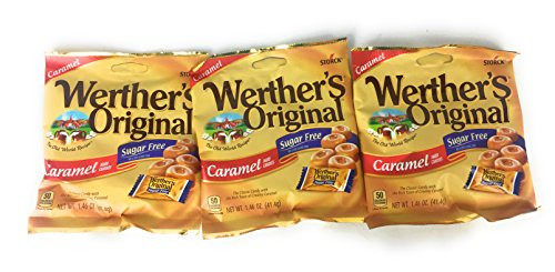 Werthers Original Hard Candies  Sugar Free Caramel  1-46 Ounce - 3 bags - packs-