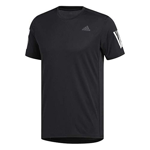 adidas Mens Own the Run Running Tee  Black-White  Large