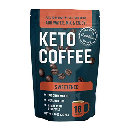 360 Nutrition Keto Coffee Instant 8 oz - Sweetened - 16 Servings per bag - MCT Coconut Oil  Organic Grass-Fed Butter  Himalayan Sea Salt