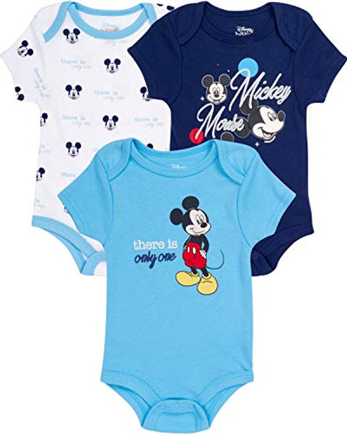 Disney Baby Boys Newborn 3 -Pack Bodysuits - Mickey Mouse and Lion King  Only One Navy Mickey  Size 6-9 Months Disney Baby Boys Newborn 3 -Pack Bodysuits - Mickey Mouse and Lion King  Only One Navy Mickey  Size 6-9 Months