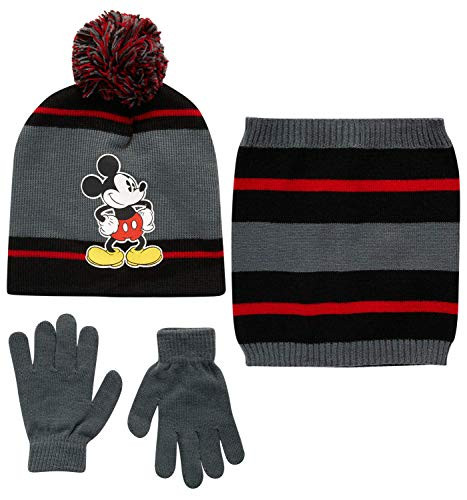 Disney Boys Mickey Mouse Winter Hat  Mittens-Gloves  and Gaiter Scarf Three Piece Set  Size Age 4-7  Mickey Mouse  Gloves